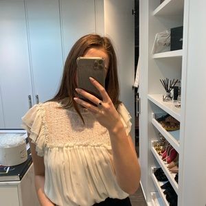 Ulla Johnson Short-Sleeve White Top